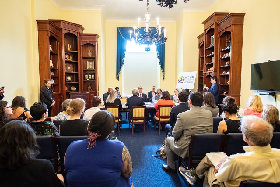 Ranking Member Grijalva and Democratic Members of the Natural Resources Committee gather with panelists and stakeholders to discuss protecting the Arctic National Wildlife Refuge.